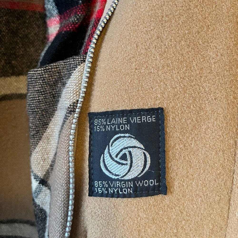 Vintage Utex Mens Camel Toggle Coat Size 40 Plaid Lining Virgin Wool Winter Coat - Picture 11 of 16